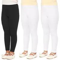 Merry Style 3 Pak Meisjes Leggings - Sport - Vrijetijdsbroek - Lang - Katoen – Sportbroek – Zwart/Wit/Wit – 140 – MS-MS10-225-LE