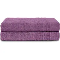 Komfortec Set van 2 Handdoeken 80x200 cm - 100% Katoen - XXL Saunahanddoeken - Badlaken - Strandlaken - Badhanddoek- Douchelaken - Zacht - Hoge Absorptie - Sneldrogend - - Violet