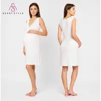 Merry Style Dames Zwangerschap Zwangerschapsnachtjapon - Kort - Elastisch – Licht- Viscose – Wit – L - MS-MS10-467-ND