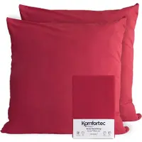 Komfortec Set van 2 Premium Jersey Kussenslopen 50x50 cm - Superzachte Kussenhoes – 100% Katoen – 150 g/m² - Rood