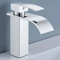 Auralum Max Wastafelkraan Chroom - Watervalkraan Badkamerkraan - Wastafel Kraan - Mengkraan Wastafel - Badkamer Kraan - RVS - Warm en Koud - Chroom
