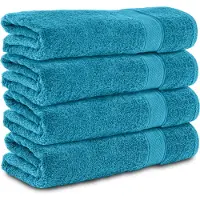 Komfortec handdoeken – Set van 4 - Badhanddoek 70x140 cm - 100% Katoen – Turquoise