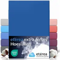 Etérea Himmlische Qualität etérea Extra Jersey Hoeslaken 140x200 - 160x220 cm - Oekotex - 100% katoen - bis 35 cm - Blauw