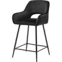 Huisenthuis.nl Barkruk Céline Zwart - Velours - Set van 2 - Geschikt voor kookeiland - Ja - Zithoogte 66 cm - Zitdiepte 44 cm - Met armleuning