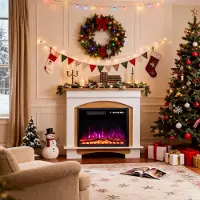 HOMAVO 23'' Elektrische Sfeerhaard met Meubel - 1000/2000W Elektrische Haard met Verwarming - Twaalf 3D-Vlammenkleuren - Timerfunctie - Oververhittingsbeveiliging