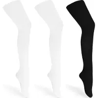 Merry Style Kinderen 3 Pack Panty - 60 DEN -Microvezel - Meisjes - Polyamide – Wit/Wit/Zwart – 128-134 – WL-010-3B