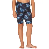 Merry Style Meisjes Leggings - Sport - Vrijetijdsbroek - Korte - Katoen - Marine blauw/blauwe bladeren - 134 - MS-MS10-406-LE