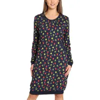 Merry Style Dames Nachtemd - Nachtjapon - Lange mouwen - Katoen - MS-MS10-180-ND - Marineblauw/Cadeaus - M