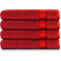 Komfortec 4x Handdoek 70x140 - Hotel Kwaliteit - 100% Katoen - Handdoekenset - Bordeaux