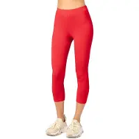 Merry Style MS-MS10-199-LE Dames Capri Leggings - Sport - Vrijetijdsbroek - 3/4 Lengte - Katoen - Sporbroek - Yogabroek - Rood - 3XL