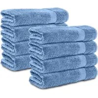 Komfortec 8x Handdoek 70x140 - 100% Katoen – Handdoekenset - Zacht - Lichtblauw