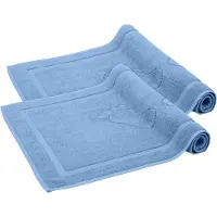Komfortec Badmat Set - 2 stuks - Handdoek Dikte - Hotelkwaliteit - Zachte en Absorberende Douchemat/Handdoek - 50x80 cm - 100% Katoen - Lichtblauw