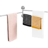 Auralum Max Handdoekhouder - Handdoekrek Met 3-armig - Handdoekstang Zelfklevend – Zonder Boren – Moderne Badkamer Organiser - RVS - 40 cm - Zilver