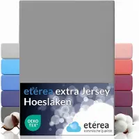 Etérea Himmlische Qualität etérea Extra Jersey Hoeslaken 90x200 - 100x220 cm - Oekotex - 100% katoen - bis 35 cm - Grijs