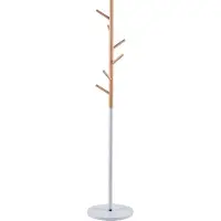 Huisenthuis.nl Kapstok Carlijn Wit - Metaal - Beuken - 6 haken - Breedte 37 cm - Diepte 37 cm - Hoogte 172 cm