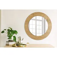 Coloray Bedrukte Spiegel - Houtstructuur Wandspiegel Decoratieve Print - 50 cm - Bruin Bedrukte Spiegel - Wandspiegel Decoratieve Print - Bedrukte Spiegel - Spiegel Met Bedrukte Lijst