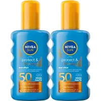 Nivea SUN Protect & Bronze Zonnebrand Spray - SPF 50 - Zonnespray - Waterproof - Beschermt en stimuleert een bruine huid - Met pro-melanine extract - Duopack - 2x 200 ml