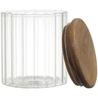 HowHomely | Opbergpot - ARNO - 500 ml - Transparant - Elegant design - Houten deksel - Keukenopslag