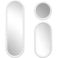HowHomely PEBBLE - Set van 3 Decoratieve Spiegels - Witte Lijst - Ovaal en Rond