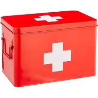 Zeller Medicijndoos - Medicijnen - Metaal - Roestvrij staal - Rood - EHBO Box - Opslag - 4 vakken - uitneembare inzet -