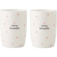 Zusss Set Van 2 Koffiemokken Lieblings Freundin - Cadeau Dames Keramiek Wit / Roze