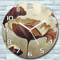 Coloray Wandklok - Elegante klaprozen Glazen Wandklok - 30fi cm - Bordeaux Wandklok - Wandklok Ronde - Wandklok Klassiek - Wandklokken Woonkamer - Stille Wandklok