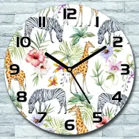 Coloray Wandklok - Tropische dieren Glazen Klok - 30fi cm - Wit Wandklok - Wandklok Ronde - Wandklok Modern - Wandklok Keuken - Stille Wandklok