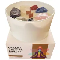 Ancient Chakra kaarsen met edelstenen - Heerlijk geurende soja was kaars - in glas - 7 edelstenen - 17 branduren