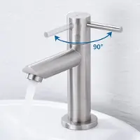 CECIPA MAX Wastafelkraan Zilver - Enkele koudwaterkraan - Badkamerkraan - Waterbesparend - inclusief aansluitingen