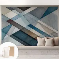 Coloray Behang - Abstracte geometrie Behangrol - 208x146 cm - Blauw Behang - Voor liefhebbers van modern design - Behang Voor op kantoor, voor de woonkamer, voor de slaapkamer - Vliesbehang Geometrie