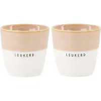 Zusss Set Van 2 Espressomok Leukerd - Cadeau Dames Keramiek White / Pink