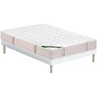 Vente-unique Set 140 x 190 cm gestoffeerde bedbodem + matras met ingenaaide veren 5 zones traagschuim en anti-bedwantsen tijk dikte 24 cm - VIREVO van NATUREA