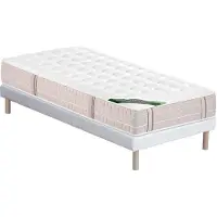 Vente-unique Set 90 x 190 cm bedbodem + pocketvering matras 5 zones traagschuim en anti-bedwantsen tijk dikte 24 cm - VIREVO van NATUREA