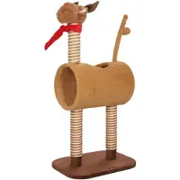 PawHut Kratzbaum 98 cm Katzenturm im Hirschdesign, mit Höhle, Spielball, Jutestämme, Katzenkratzbaum, Kletterbaum, für mittelgroße Katzen, Braun