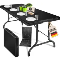 Kesser Inklapbare Tafel 183x76x74cm Vouwtafel - Campingtafel Kunststof - Klaptafel Geschikt voor 8 Personen voor Tuin, Terras en Balkon inclusief Draaggreep - Antraciet