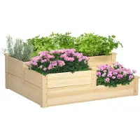 Outsunny tuinbed - Vurenhout - 108x88x36cm - Natuurlijk hout