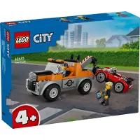 LEGO City Sleepwagen en Sportauto Reparatie Bouwset, Cadeau voor Kinderen met 2 Minifiguren