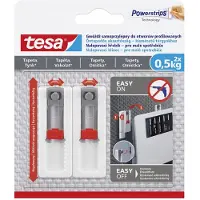 TESA Verstelbare Zelfklevende Spijker - Voor Elektronische Apparaten - Behang & Stucwerk - 2 stuks - Draagkracht 0,5 kg per stuk - ZONDER Boren