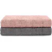 Komfortec Set van 2 Handdoeken 80x200 cm - 100% Katoen - XXL Saunahanddoeken - Badlaken - Strandlaken - Badhanddoek- Douchelaken - Zacht - Hoge Absorptie - Sneldrogend - Antracietgrijs&Roze.