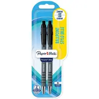 Paper Mate Flexgrip Ultra-balpennen met drukknop | Medium punt (1,0 mm) | Zwart | 2 stuks