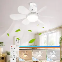 ROSNEK E27 Socket Fan met Verlichting - Draadloze Mini Plafondventilator - Inschroefbare Ventilator Lamp Dimbaar - Geheugenfunctie - Slaapkamer/Garage - Wit