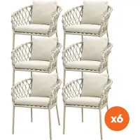 Van der Garde Tuinmeubelen Set van 6 - Sara dining tuinstoelen - Rope/Latte