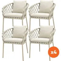 Van der Garde Tuinmeubelen Set van 4 - Sara dining tuinstoelen - Rope/Latte