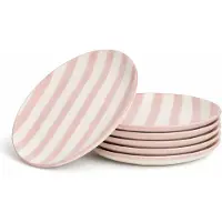 OTIX Dinerborden - 6 Stuks - Roze - Wit - Servies - Borden - Eetborden - 27 cm - MARINA