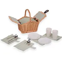 UNUS Picknickmand voor kinderen rechthoekig met servies voor 2 personen 27x20x30 cm groen