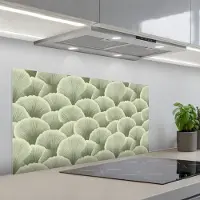 KitchenYeah Spatscherm 100x50 cm - Zelfklevende achterwand Waaier - Blad - Groen - Keuken muurbeschermer - Spatwand fornuis