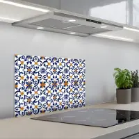 KitchenYeah Spatscherm 60x40 cm - Zelfklevende achterwand Patroon - Modern - Kleurrijk - Keuken muurbeschermer - Spatwand fornuis