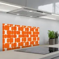 KitchenYeah Spatscherm 80x40 cm - Zelfklevende achterwand Patroon - Retro - Oranje - Keuken muurbeschermer - Spatwand fornuis