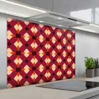 KitchenYeah Spatscherm 100x75 cm - Zelfklevende achterwand Retro - Patroon - Kleurrijk - Keuken muurbeschermer - Spatwand fornuis