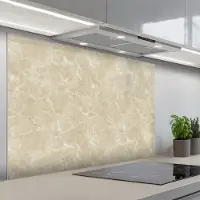 KitchenYeah Spatscherm 120x80 cm - Zelfklevende achterwand Lichtbeige - Marmer print - Diffusie adering - Keuken muurbeschermer - Spatwand fornuis
